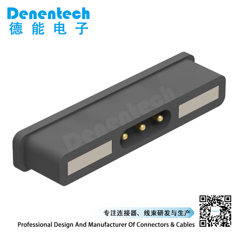 Denentech 工厂直供矩形磁吸pogopin3P镀金180度公座吸附式公母座磁吸头